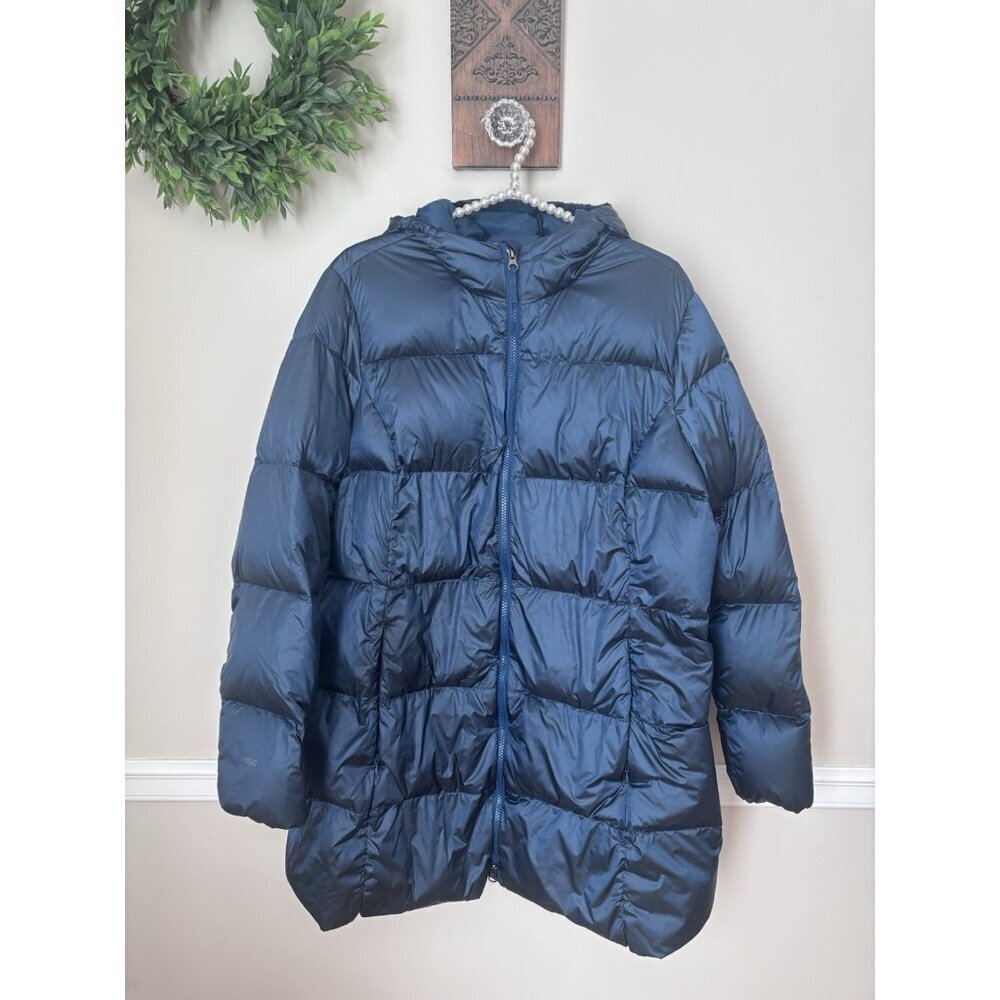 Eddie Bauer Womens Size XXL Luna Peak EB550 Down Hooded Puffer Jacket Teal Blue